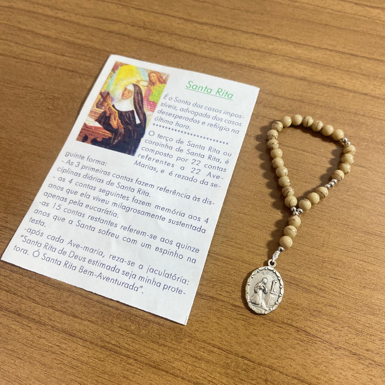 COROA DE SANTA RITA COM MEDALHA ITALIANA  6MM (3 UNIDADES)