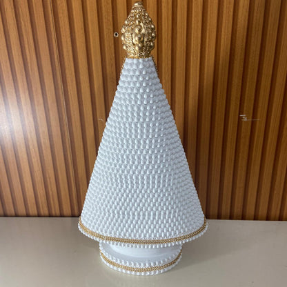 IMAGEM DE GESSO NOSSA SENHORA APARECIDA BRANCA COM STRASS DURADO 39CM (1 UNIDADE)