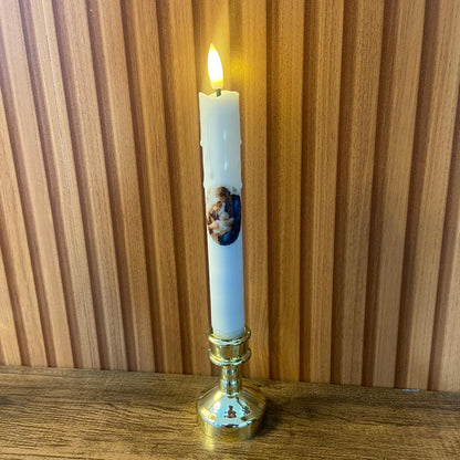 VELA ELETRÔNICA PALITO COM PEDESTAL SAGRADA FAMÍLIA 25CM (1 UNIDADE)