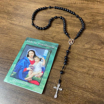 TERÇO PÉROLA PRETA DIVINA PROVIDÊNCIA 8MM (1 UNIDADE)