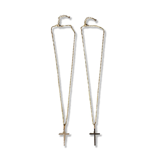 CORRENTE DOURADA CRUZ COM STRASS MOD2 (3 UNIDADES)