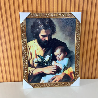 QUADRO COM MOLDURA RESINADO SÃO JOSÉ 45CMX35CM MOD 02 (1 UNIDADE)