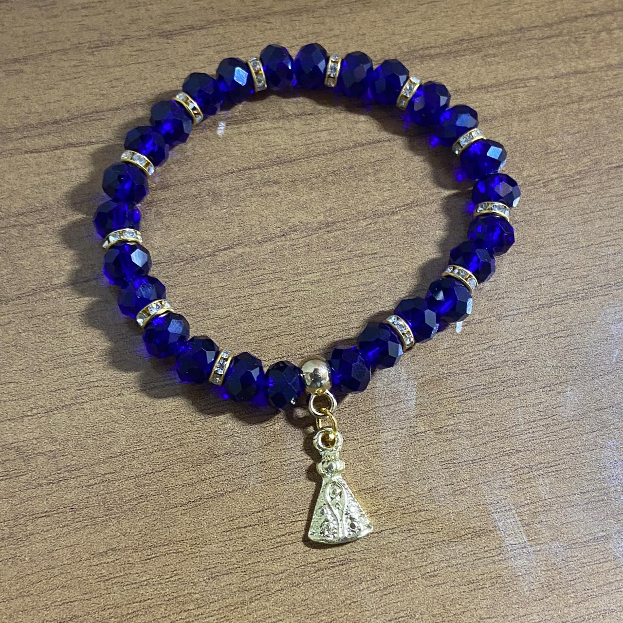 PULSEIRA CRISTAL AZUL NOSSA SENHORA APARECIDA  (06 UNIDADES)