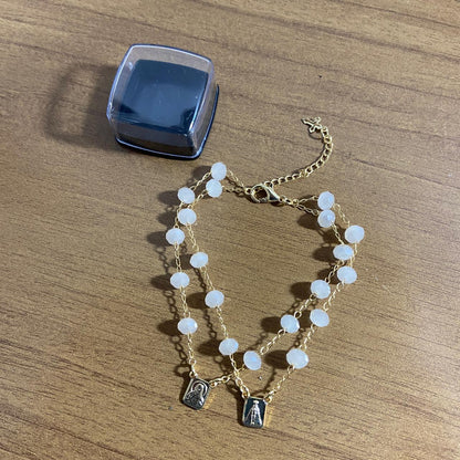 PULSEIRA ESCAPULARIO CRISTAL CREME (3 UNIDADES)