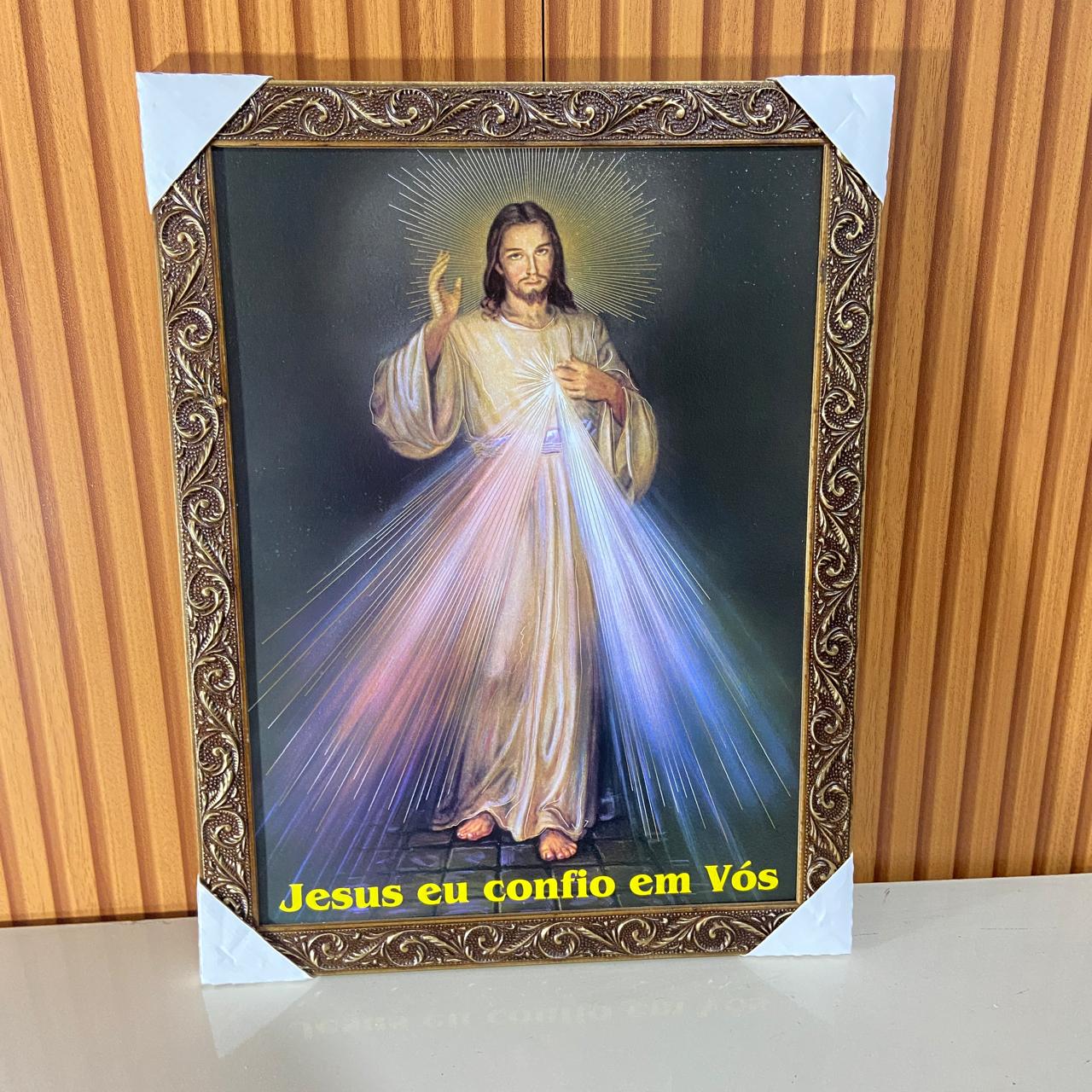 QUADRO COM MOLDURA RESINADO JESUS MISERICORDIOSO 44CMX34CM (1 UNIDADE)