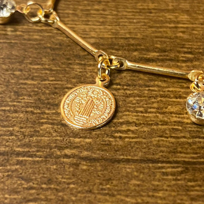 PULSEIRA DOURADA MEDALHAS DE  SÃO BENTO E PONTO DE LUZ  (3 UNIDADES)