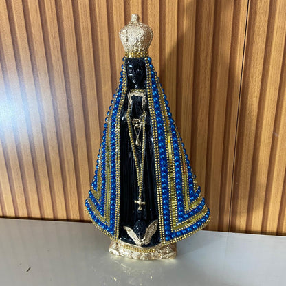 IMAGEM DE GESSO NOSSA SENHORA APARECIDA COM MANTO ESPELHADO 34CM (1 UNIDADE)