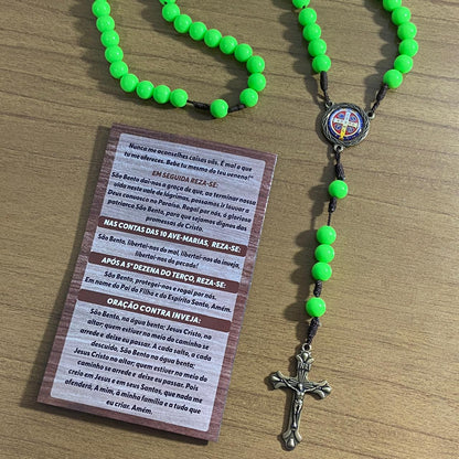 TERÇO PÉROLA VERDE CAMPISTA MEDALHA SÃO BENTO 10MM (1 UNIDADE)