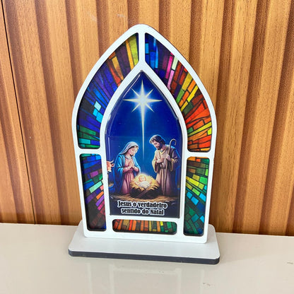 CAPELA MDF VITRAL PRESÉPIO MOD2 18CM (1 UNIDADE)