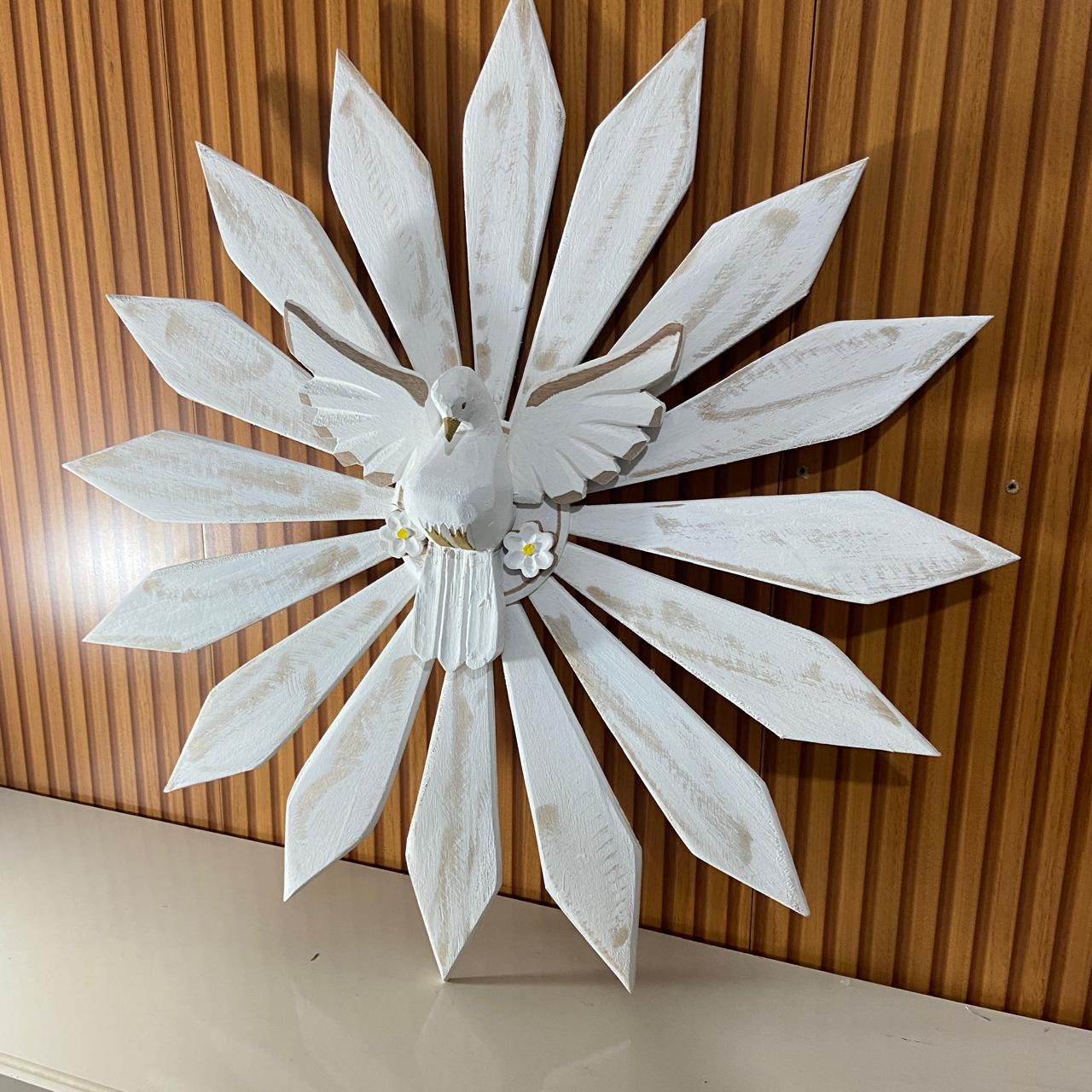 MANDALA MADEIRA BRANCA DIVINO ESPIRITO SANTO 68CMX67CM  (1 UNIDADE)