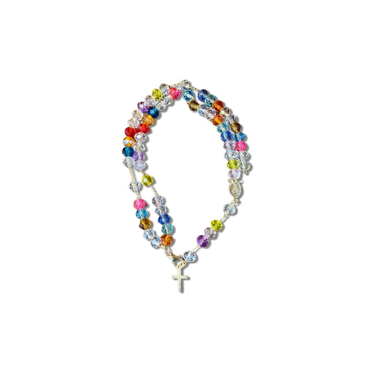 TERÇO PULSEIRA CRISTAL COLORIDA  (3 UNIDADES)