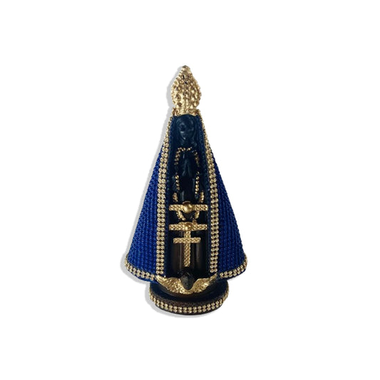 IMAGEM DE GESSO NOSSA SENHORA APARECIDA COM STRASS 20CM (1 UNIDADE)