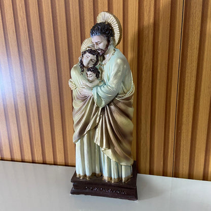 IMAGEM DE GESSO SAGRADA FAMÍLIA COM AURÉOLA 28CM (1 UNIDADE)