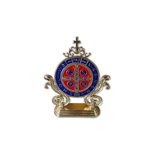 MEDALHÃO SÃO BENTO PARA CARRO DOURADO MOD3 (12 UNIDADES)