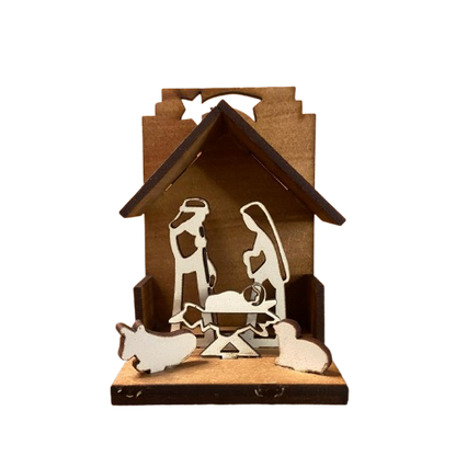 PRESÉPIO MDF  5 PEÇAS 9,5X6,5CM (1 UNIDADE)