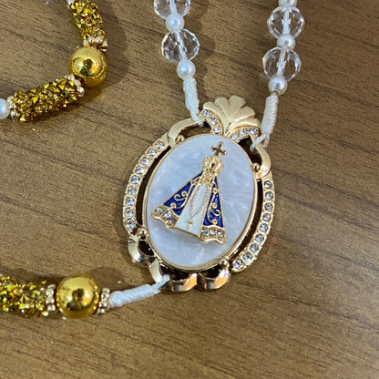 TERÇO DE NOIVA CRISTAL NOSSA SENHORA APARECIDA MOD10 10MM (1 UNIDADE)