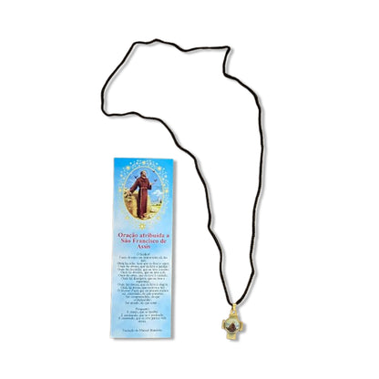 CORDÃO COM MEDALHA DOURADA RESINADA SÃO FRANCISCO (1 UNIDADES)