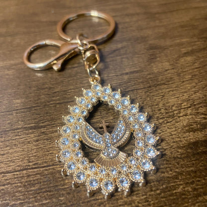 CHAVEIRO LUXO DIVINO ESPÍRITO SANTO GOTA COM STRASS  (6 UNIDADES)