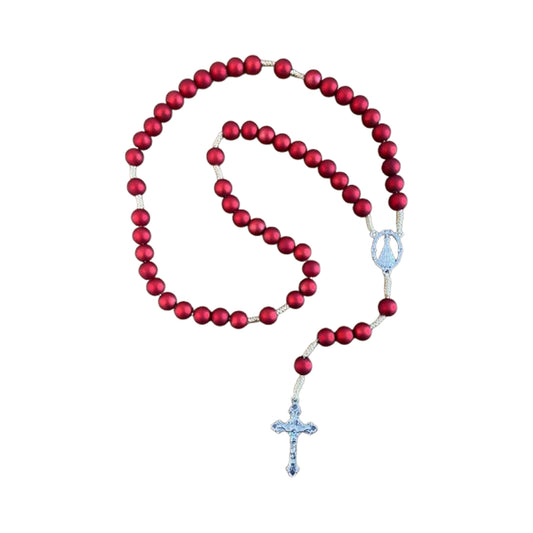 TERÇO PÉROLA VERMELHO NOSSA SENHORA APARECIDA 10MM  ( 6 UNIDADES)