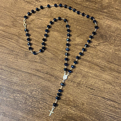 TERÇO CRISTAL NOSSA SENHORA APARECIDA PRETO 06MM  (3 UNIDADES)