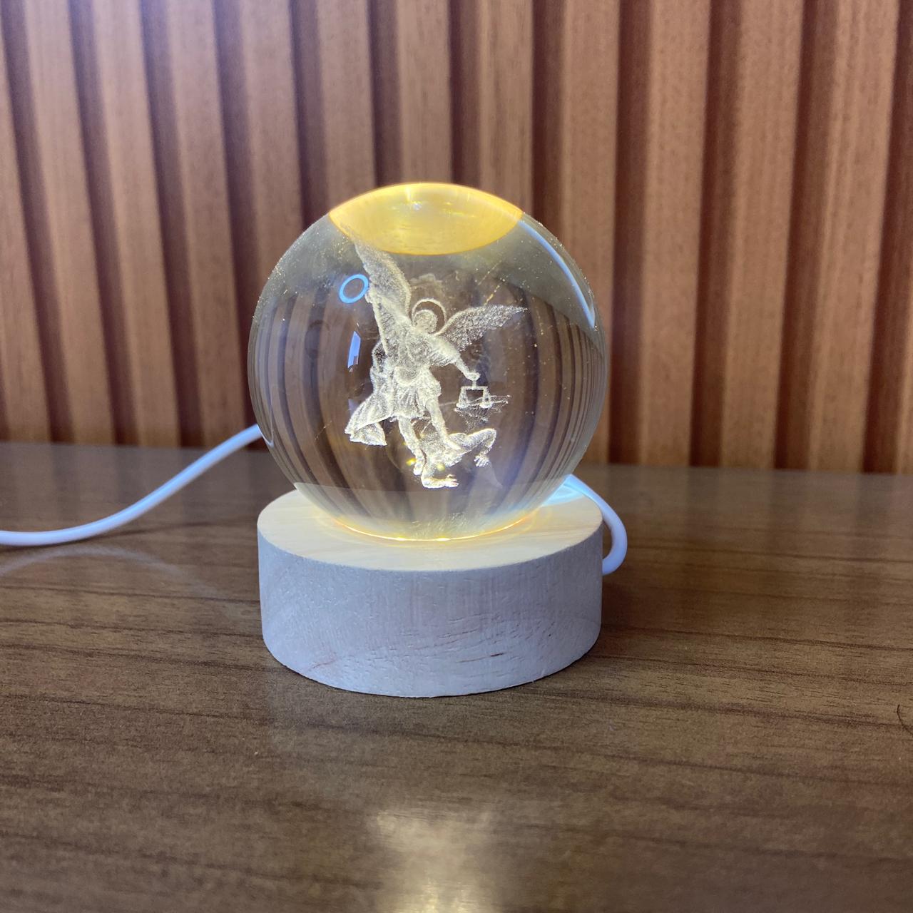 LUMINÁRIA LED BOLA DE VIDRO SÃO MIGUEL ARCANJO (1 UNIDADE)