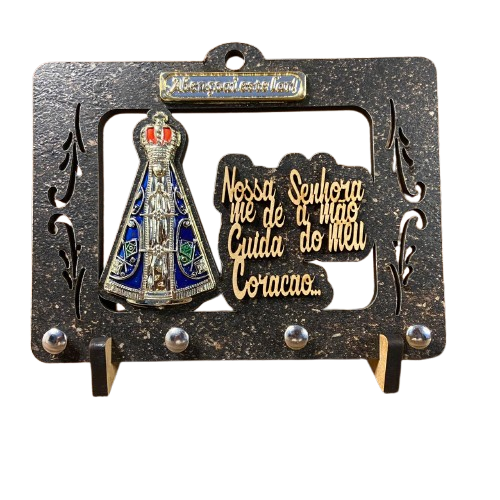 PORTA CHAVE VAZADO NOSSA SENHORA APARECIDA EM RELEVO 14CM (1 UNIDADE)