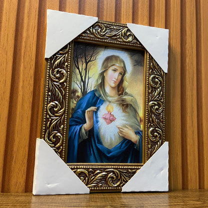 QUADRO COM MOLDURA RESINADO IMACULADO CORAÇÃO DE MARIA 20,5X15,5 (1 UNIDADE)