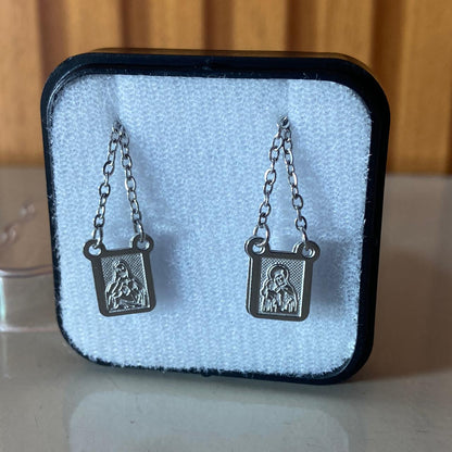 ESCAPULÁRIO INOX DUPLO SAGRADO CORAÇÃO DE JESUS E NOSSA SENHORA DO CARMO P (6 UNIDADES)