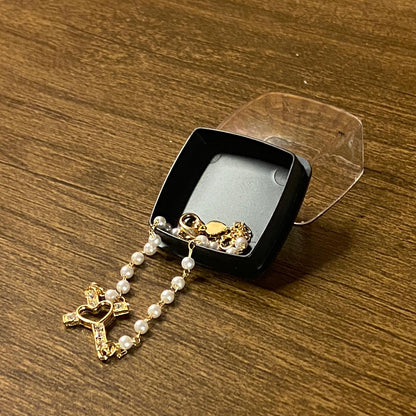 PULSEIRA DOURADA PÉROLA CRUZ COM STRASS  (3 UNIDADES)