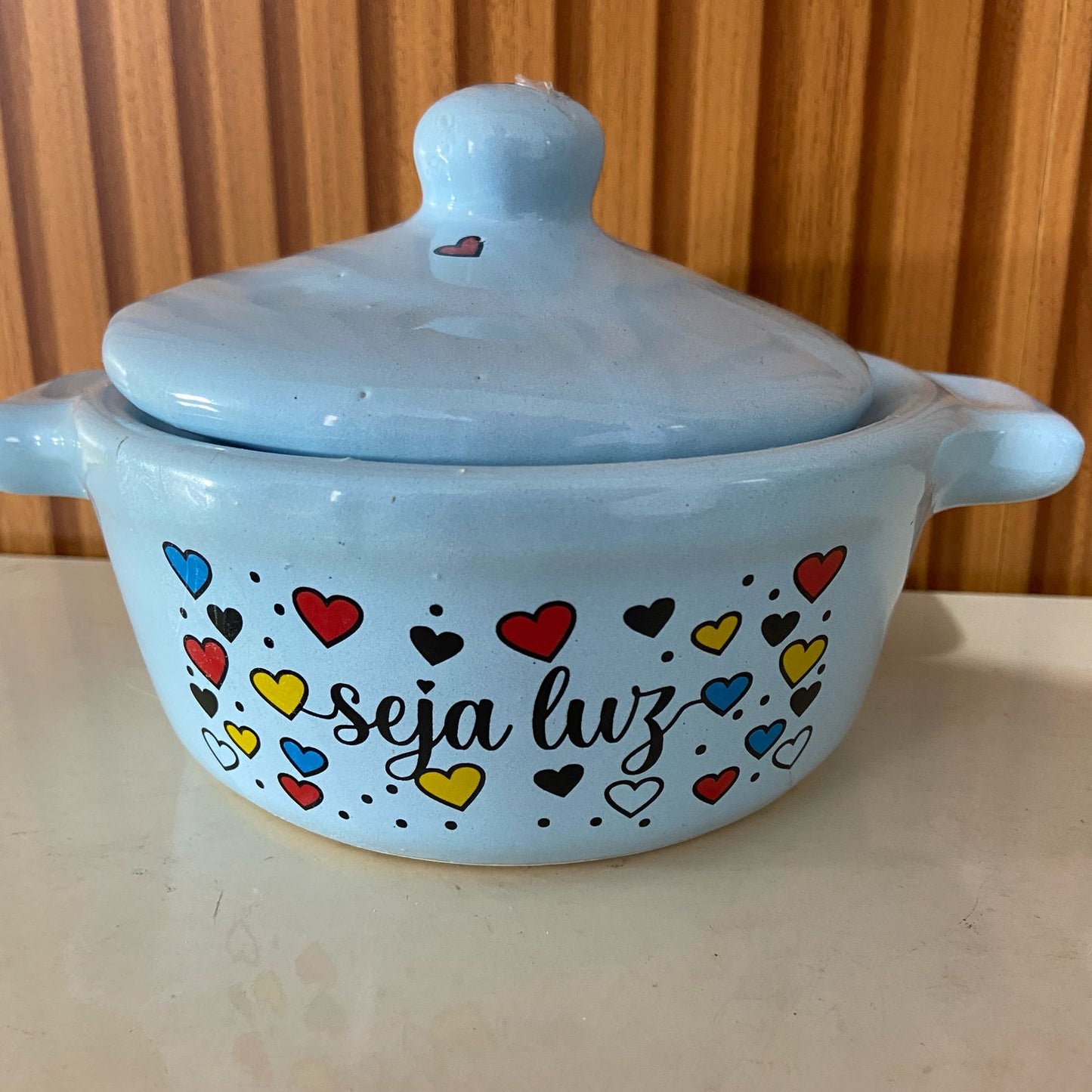 PANELINHA DE PORCELANA AZUL SEJA LUZ (1 UNIDADE)