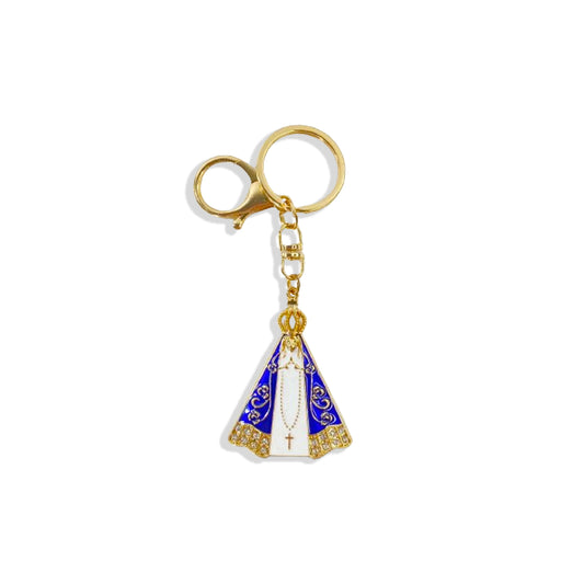 CHAVEIRO LUXO NOSSA SENHORA APARECIDA CORPO DOURADO COM STRASS (6 UNIDADES)