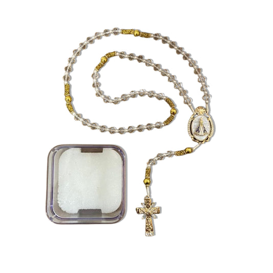 TERÇO DE NOIVA CRISTAL NOSSA SENHORA APARECIDA MOD10 10MM (1 UNIDADE)