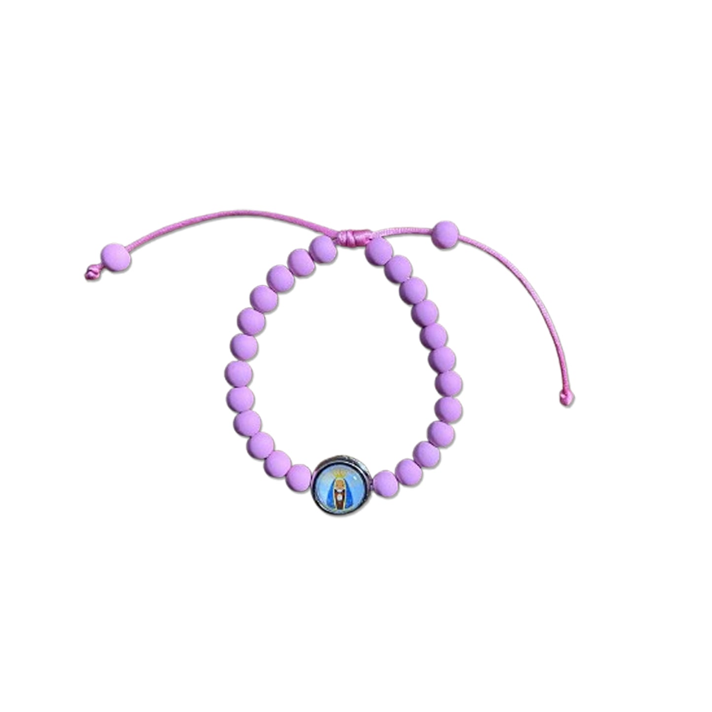 PULSEIRA ROSA REGULÁVEL COM MEDALHA RESINADA NOSSA SENHORA APARECIDA (6 UNIDADES)