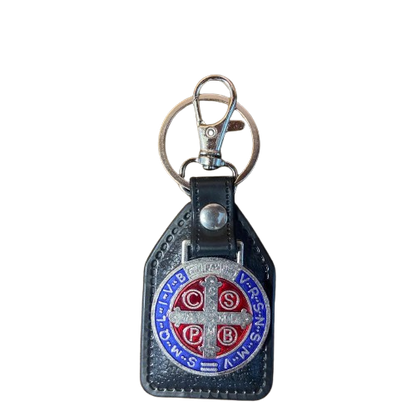 CHAVEIRO COURO COM MOSQUETE MEDALHA SÃO BENTO ( 6 UNIDADES)
