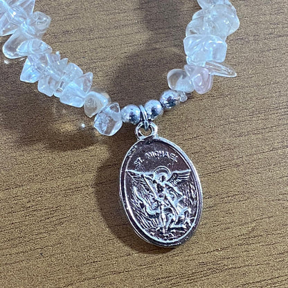 PULSEIRA CRISTAL SÃO MIGUEL ARCANJO E ANJO DA GUARDA  ( 1 UNIDADE)