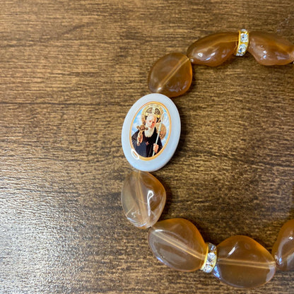 PULSEIRA PEDRARIAS COM MEDALHA RESINADA MEDALHA SÃO BENTO (03 UNIDADES)