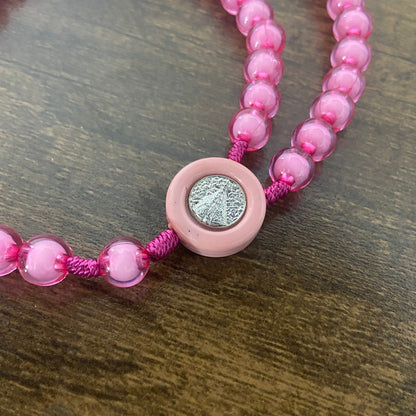 TERÇO NOSSA SENHORA APARECIDA  ROSA 10MM (6 UNIDADES)