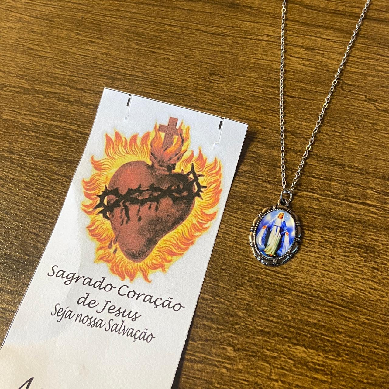 CORRENTE INOX COM MEDALHA RESINADA NOSSA SENHORA DAS GRAÇAS  (3 UNIDADES)