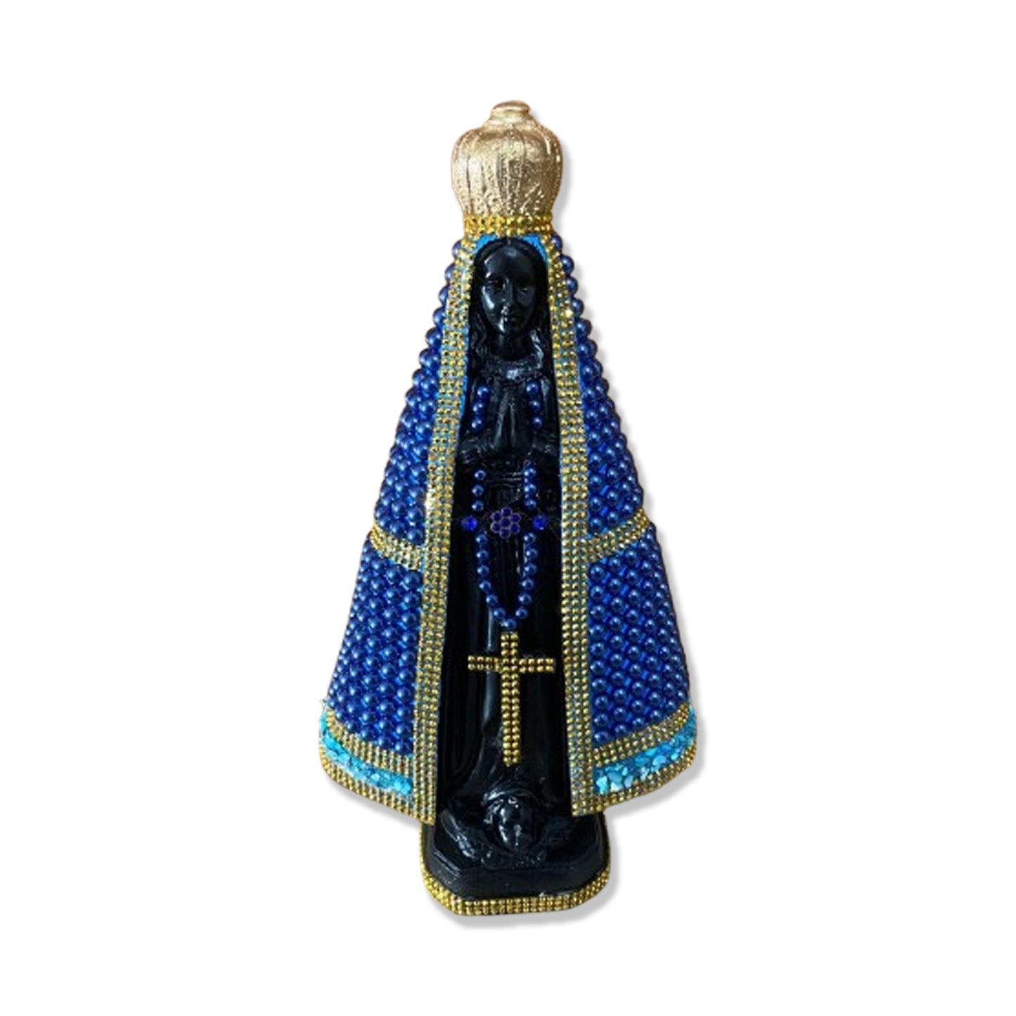 IMAGEM DE GESSO NOSSA SENHORA APARECIDA PÉROLA AZUL 31CM (1 UNIDADE)
