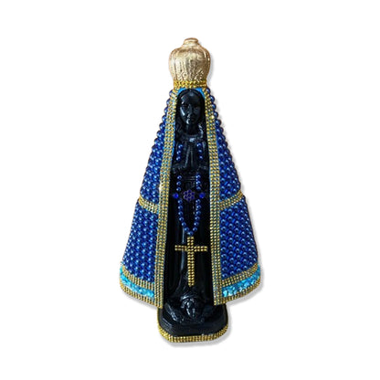 IMAGEM DE GESSO NOSSA SENHORA APARECIDA PÉROLA AZUL 31CM (1 UNIDADE)