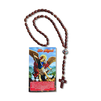 TERÇO DE MADEIRA SÃO MIGUEL ARCANJO MOD3 8MM (3 UNIDADES)
