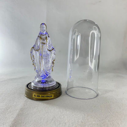 IMAGEM DE ACRÍLICO NOSSA SENHORA DAS GRAÇAS COM LED E REDOMA 13CM (1 UNIDADE)