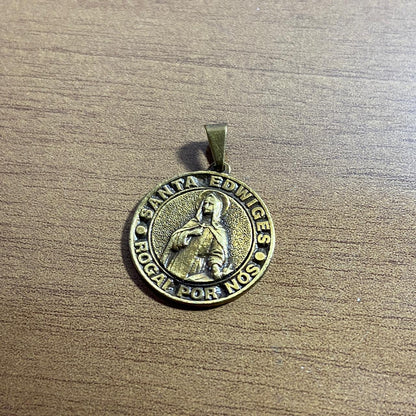 PINGENTE REDONDO OURO VELHO SANTA EDWIGES  (6 UNIDADES)