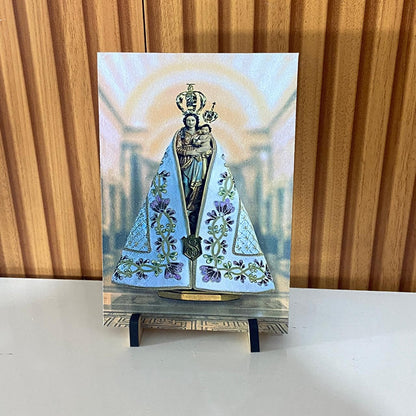 PLAQUINHA DE MESA MDF RESINADO NOSSA SENHORA DE NAZARÉ 19CM x 13CM (1 UNIDADE)