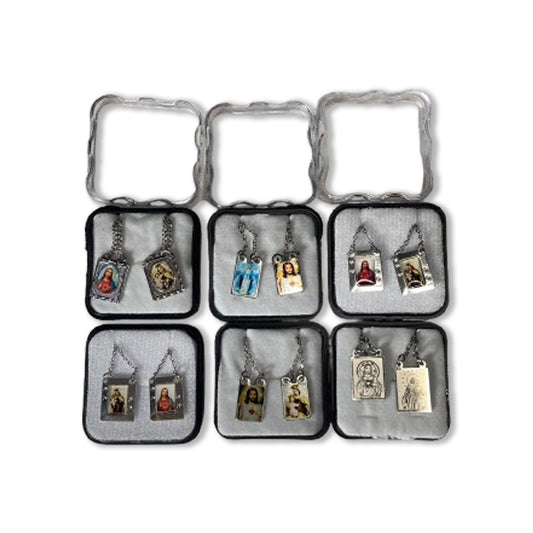 ESCAPULÁRIO INOX SANTOS SORTIDOS MOD1  (6 UNIDADES)