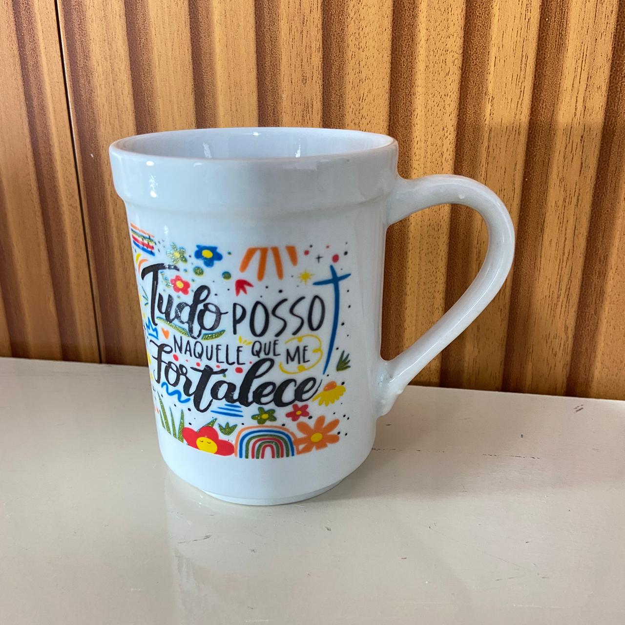CANECA BRANCA TUDO POSSO NAQUELE... 220ML (1 UNIDADE)