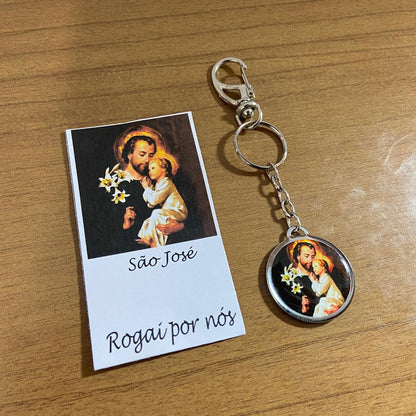 CHAVEIRO METAL DUPLA FACE COM MOSQUETE SÃO JOSÉ (6 UNIDADES)