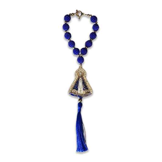 DEZENA PARA CARRO NOSSA SENHORA APARECIDA AMORA AZUL 12MM MOD3 (3 UNIDADES)