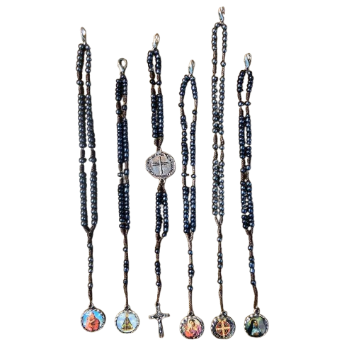 TERÇO PULSEIRA MIÇANGA SANTOS SORTIDOS (6 UNIDADES)
