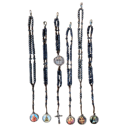TERÇO PULSEIRA MIÇANGA SANTOS SORTIDOS (6 UNIDADES)